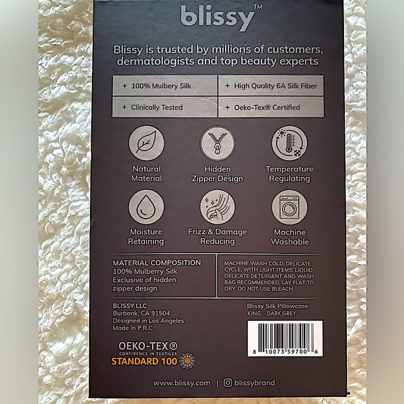 ✨ Blissy - King Size 600 Thread Count Silk Pillowcase✨NWT✨ - Picture 8 of 16